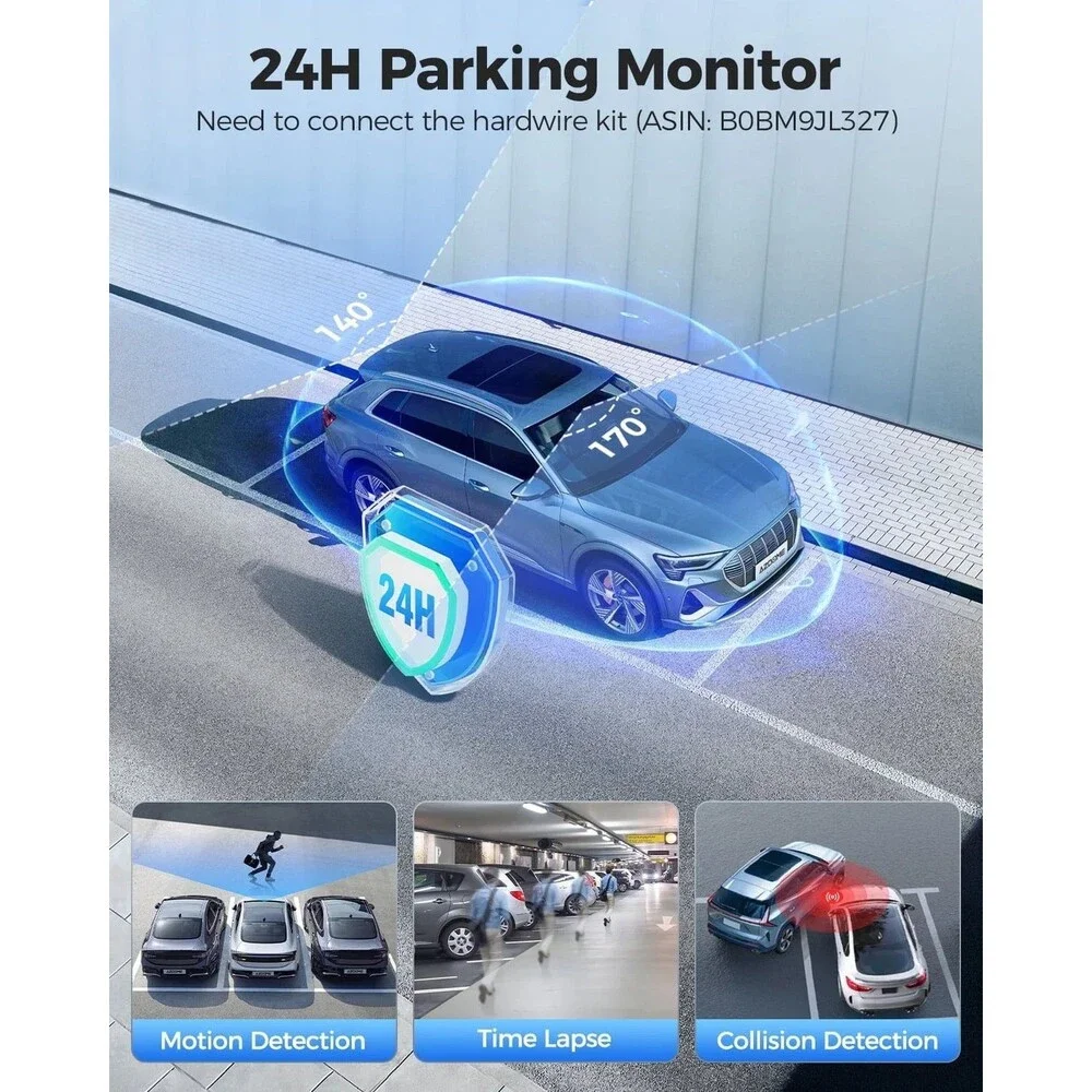 AZDOME GS63H Pro Dash Cam, 4K Front and 1080P Rear, STARVIS Night Vision, GPS,